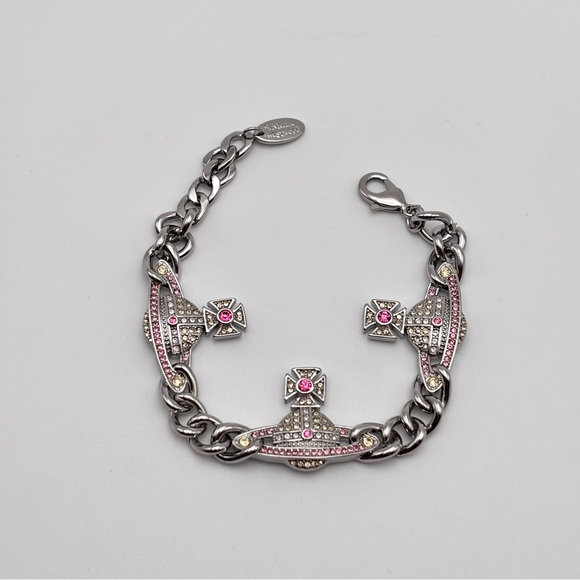 Vivienne Westwood Kika Saturn Orb Crystal Chain Bracelet - Picture 2 of 5